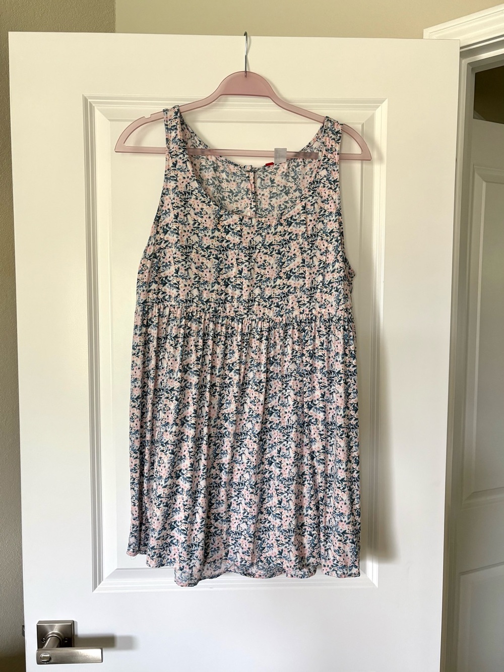 H&M Divided Sleeveless Tank Pink Floral Mini Babydoll Dress